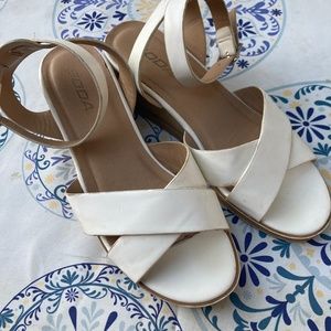 White wedge sandals